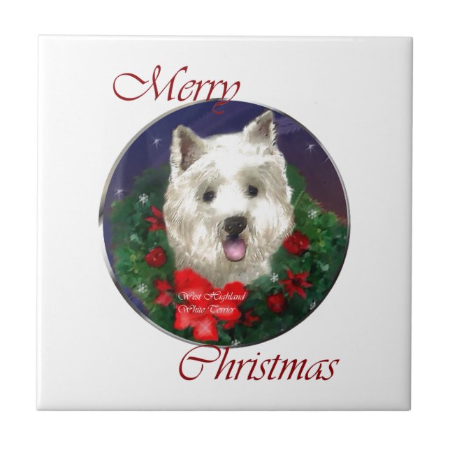 Väster Highland White Terrier jul Kakelplatta (Framsidan)