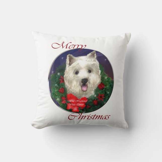 Väster Highland White Terrier jul Kudde (Framsida)