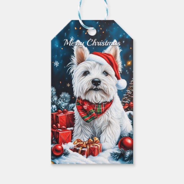 Väster Highland White Terrier jul Presentetikett (Framsidan)