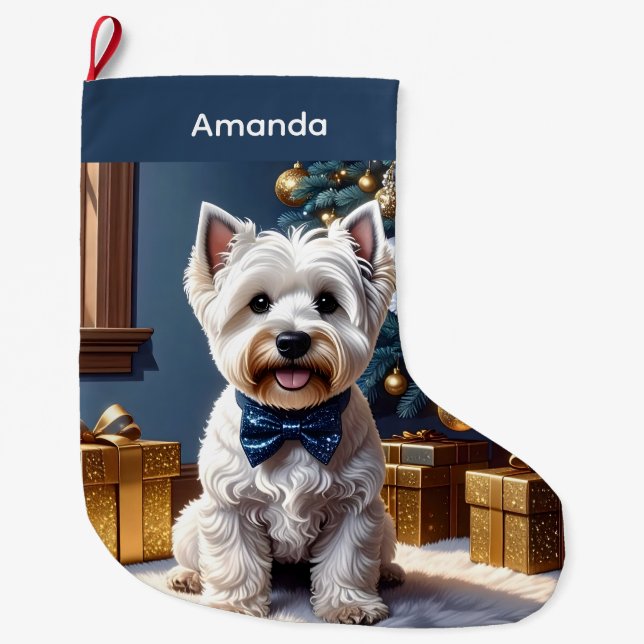 Väster Highland White Terrier jul Stor Julstrumpa (Framsidan)