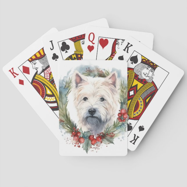 Väster Highland White Terrier-julfransfrand Casinokort (Baksidan)