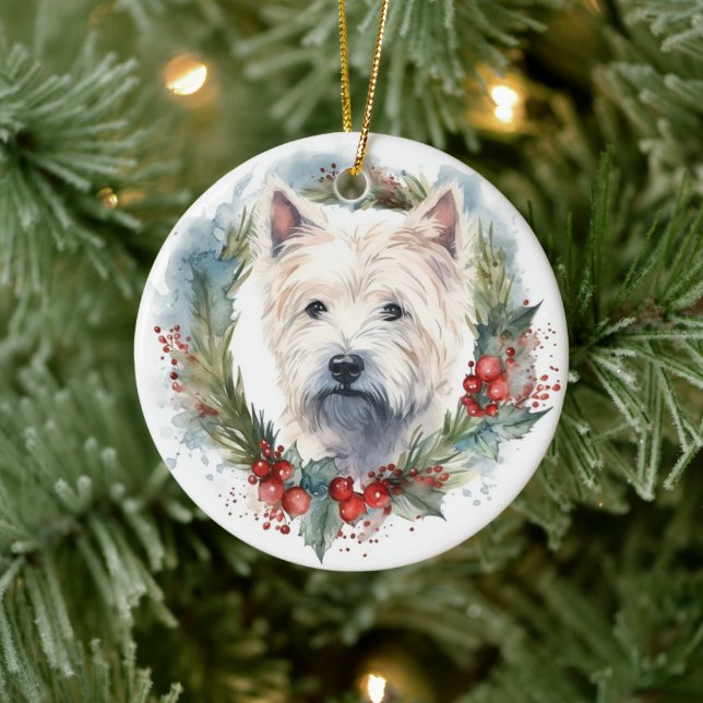Väster Highland White Terrier-julfransfrand Julgransprydnad Keramik (Träd)
