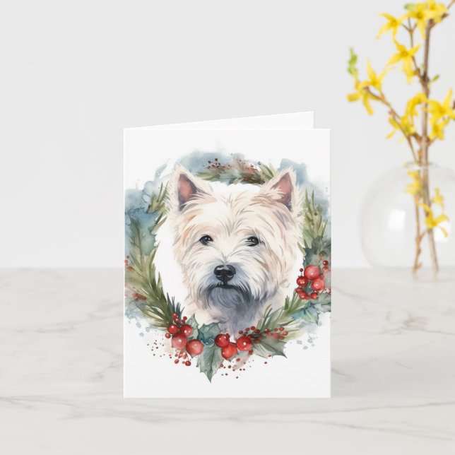 Väster Highland White Terrier-julfransfrand Kort (Gul blomma)