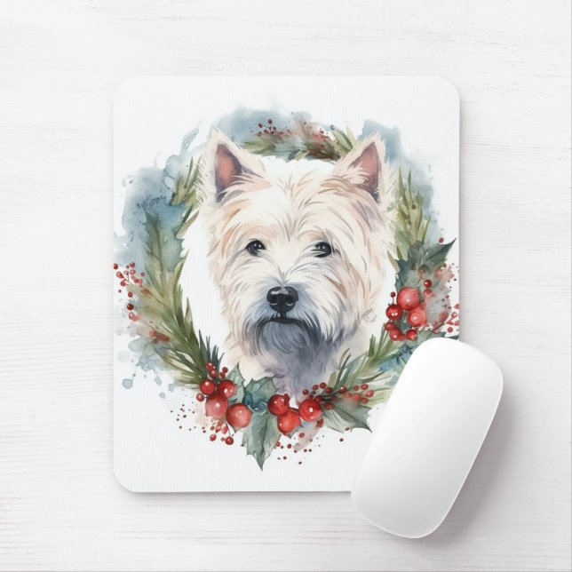 Väster Highland White Terrier-julfransfrand Musmatta (Med mus)