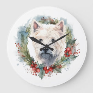 Väster Highland White Terrier-julfransfrand Stor Klocka