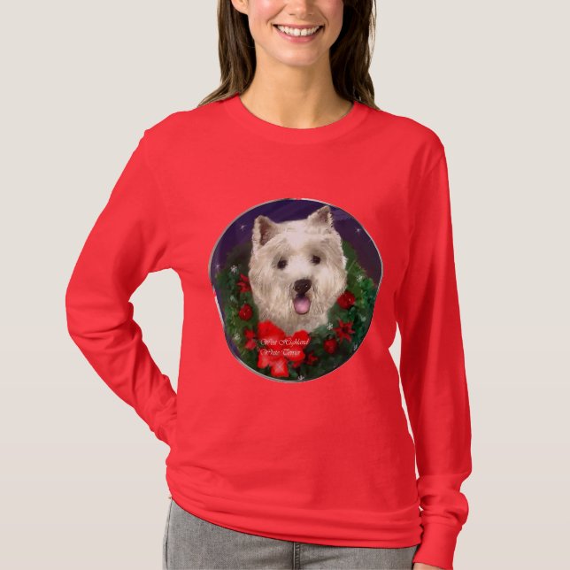 Väster Highland White Terrier-julgåvor T Shirt (Framsida)