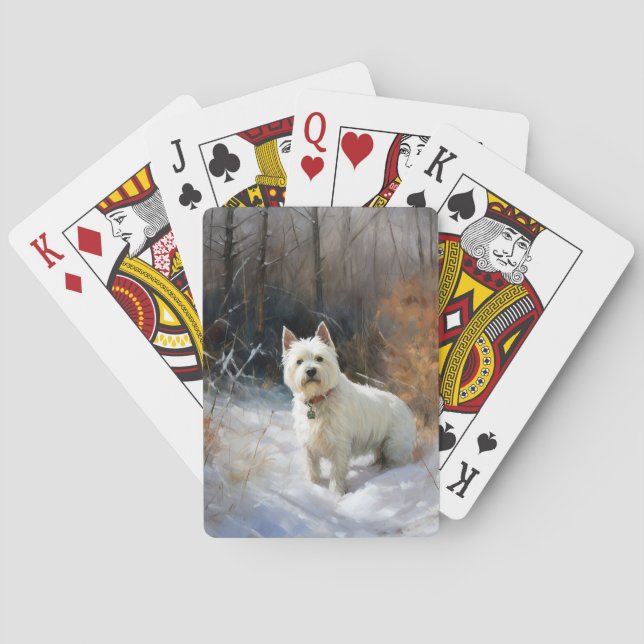 Väster Highland White Terrier Låt det snöa jul Casinokort (Baksidan)