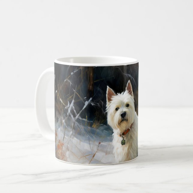 Väster Highland White Terrier Låt det snöa jul Kaffemugg (Framsida vänster)
