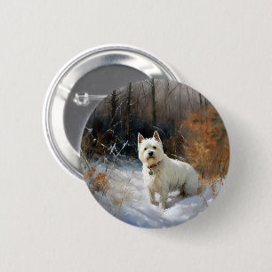 Väster Highland White Terrier Låt det snöa jul Knapp