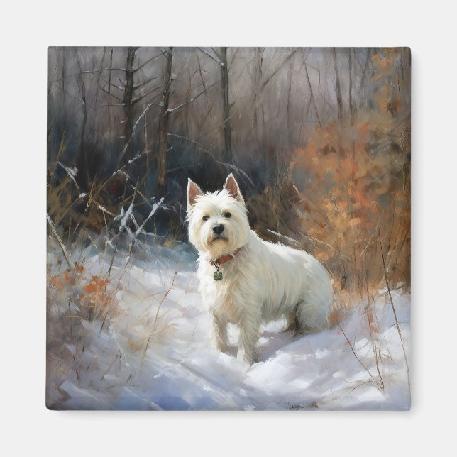 Väster Highland White Terrier Låt det snöa jul Magnet (Framsidan)