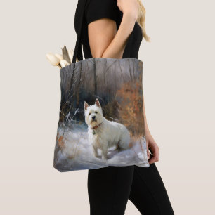 Väster Highland White Terrier Låt det snöa jul Tygkasse