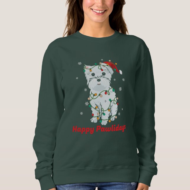 Väster Highland White Terrier Lycklig Pawlidays T Shirt (Framsida)