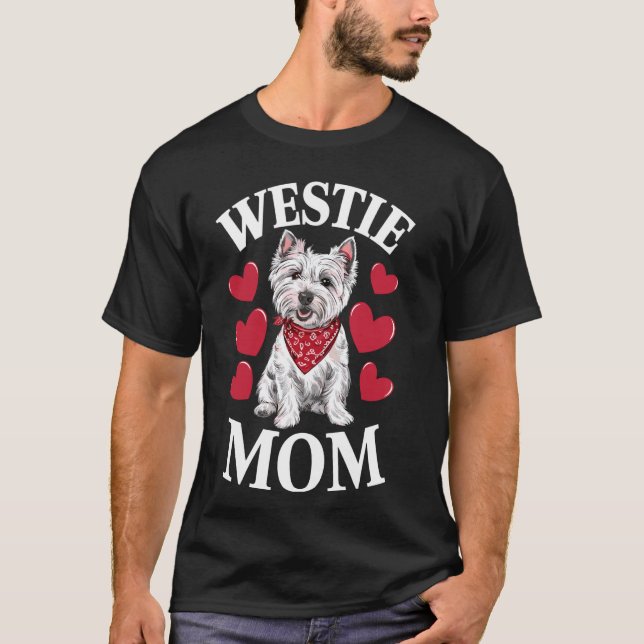 Väster Highland White Terrier Mamma, Hund Westie M T Shirt (Framsida)