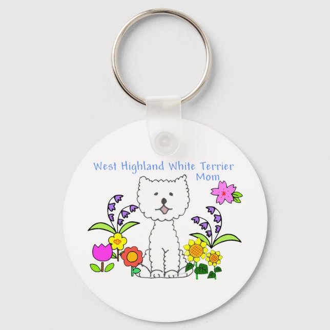 Väster Highland White Terrier Mamma Keychain Nyckelring (Framsida)