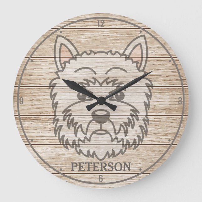 Väster Highland White Terrier NAMN Westie Puppy Hu Stor Klocka (Framsida)