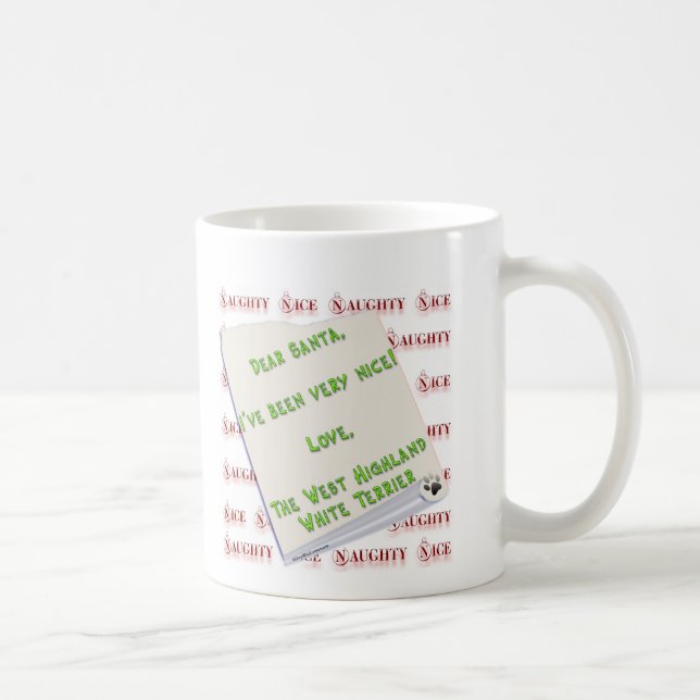 Väster Highland White Terrier Naughty eller Nice Kaffemugg (Höger)