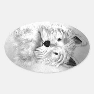 Väster Highland White Terrier Ovalt Klistermärke