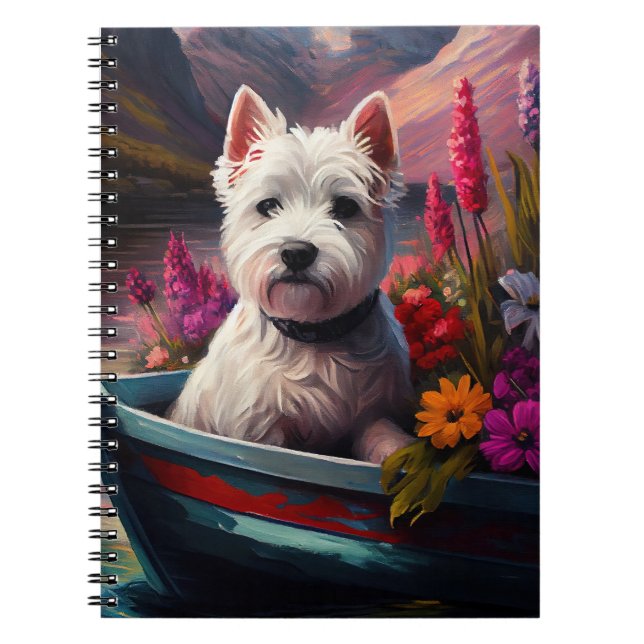 Väster Highland White Terrier på Boat Anteckningsbok (Framsidan)
