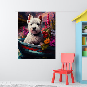 Väster Highland White Terrier på Boat Poster