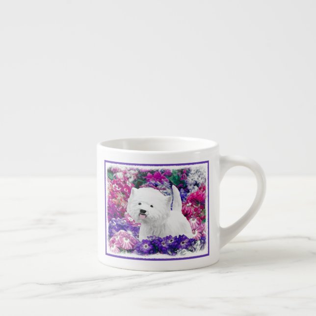 Väster Highland White Terrier Painting Hund Art Espressomugg (Höger)