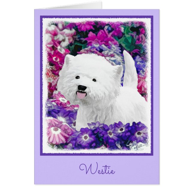 Väster Highland White Terrier Painting Hund Art Hälsningskort (Framsidan)