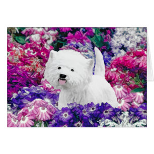 Väster Highland White Terrier Painting Hund Art Hälsningskort