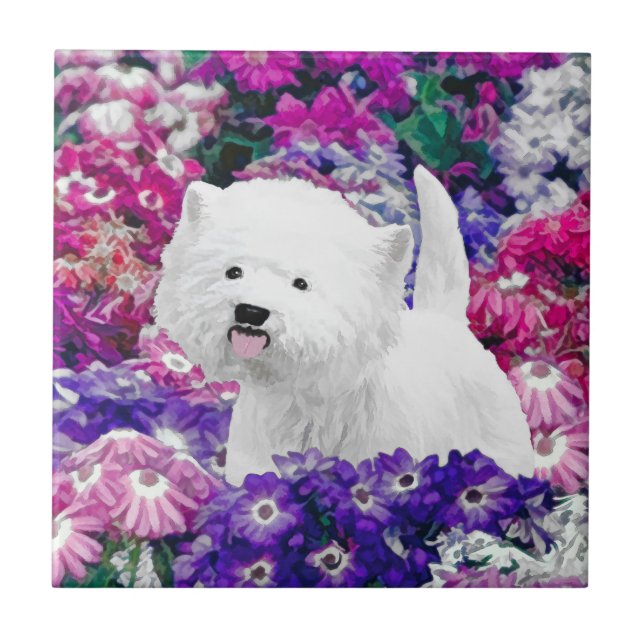 Väster Highland White Terrier Painting Hund Art Kakelplatta (Framsidan)