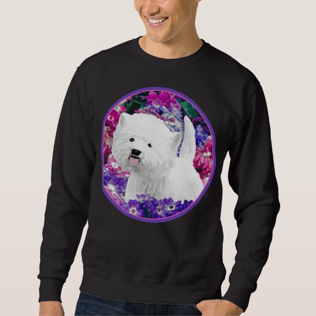 Väster Highland White Terrier Painting Hund Art Lång Ärmad Tröja (Framsida)