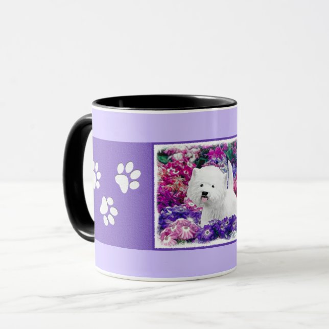 Väster Highland White Terrier Painting Hund Art Mugg (Framsida vänster)