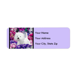 Väster Highland White Terrier Painting Hund Art Returadress Etikett