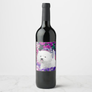 Väster Highland White Terrier Painting Hund Art Vinflaska Etikett