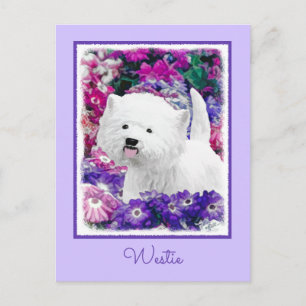 Väster Highland White Terrier Painting Hund Art Vykort