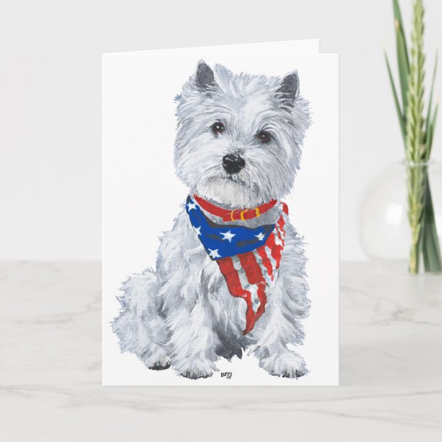 Väster Highland White Terrier Patriotic Kort (Framsida)