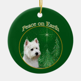 Väster Highland White Terrier Peace Julgransprydnad Keramik