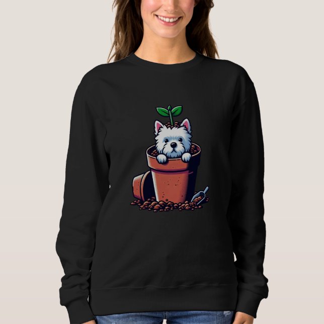 Väster Highland White Terrier Planter  Hund T Shirt (Framsida)