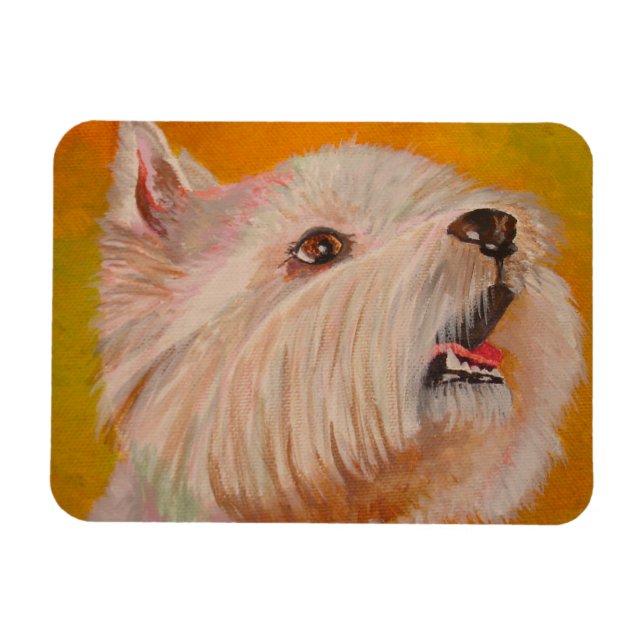 Väster Highland White Terrier Porträtt Magnet (Horisontell)