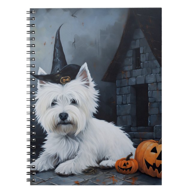 Väster Highland White Terrier Pumpkin Halloween Anteckningsbok (Framsidan)