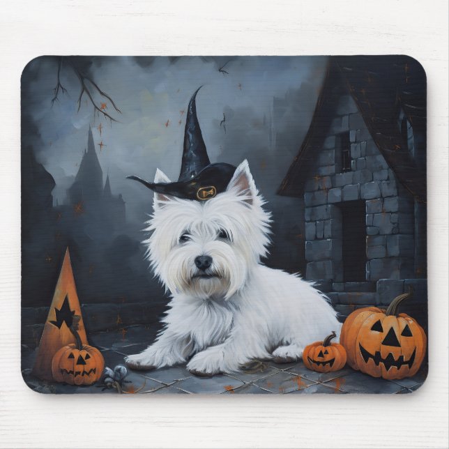 Väster Highland White Terrier Pumpkin Halloween Musmatta (Framsidan)