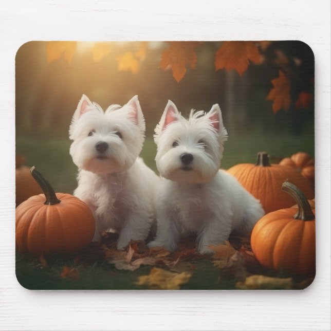Väster Highland White Terrier Puppy Autumn Pumpkin Musmatta (Framsidan)