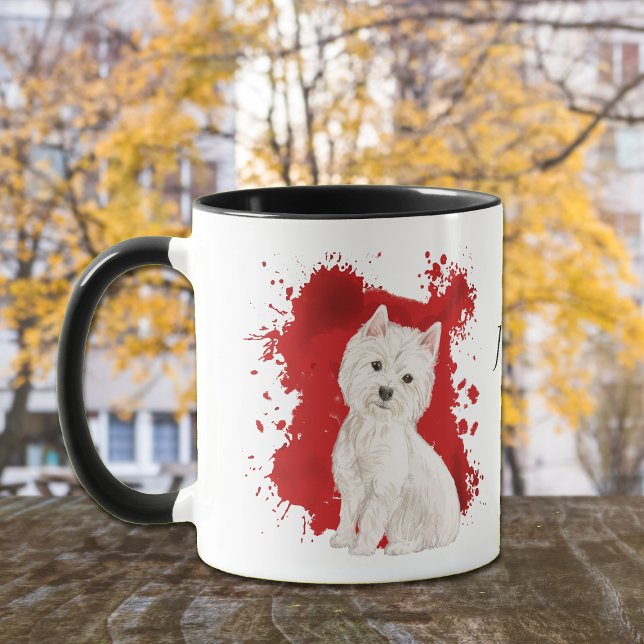Väster Highland White Terrier Red Background Mugg (Skapare uppladdad)