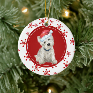 Väster Highland White Terrier Red Snowflake Julgransprydnad Keramik