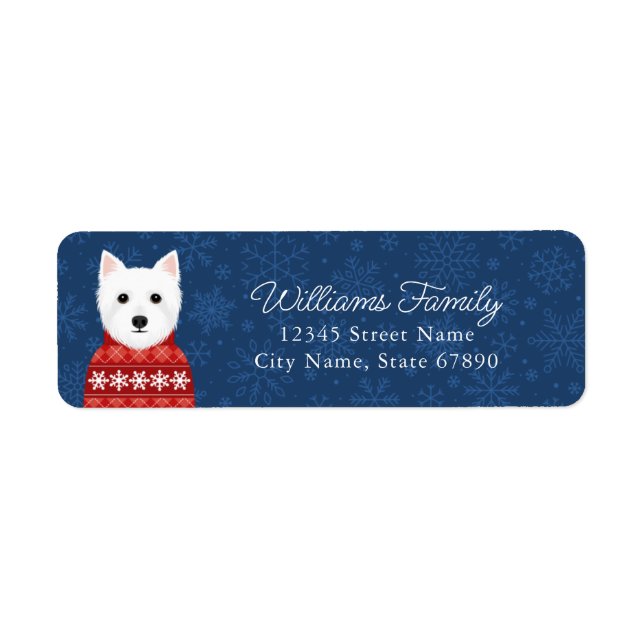 Väster Highland White Terrier-Returetiketter Returadress Etikett (Framsidan)