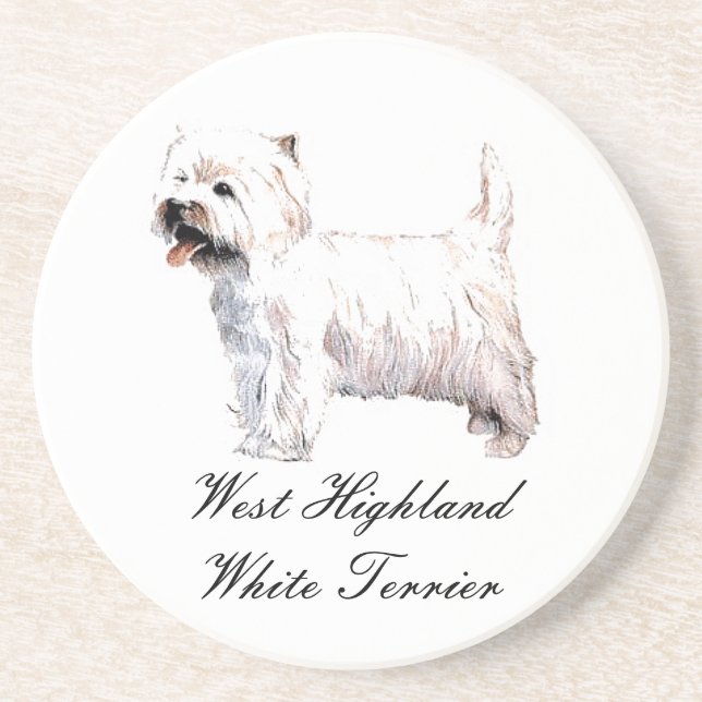 Väster Highland White Terrier Sandstone Underlägg (Framsidan)