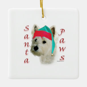 Väster Highland White Terrier Santa Tassar Julgransprydnad Keramik