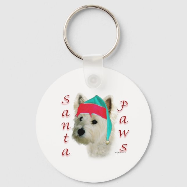 Väster Highland White Terrier Santa Tassar Nyckelring (Framsida)