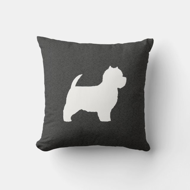 Väster Highland White Terrier Silhouette Kudde (Framsida)