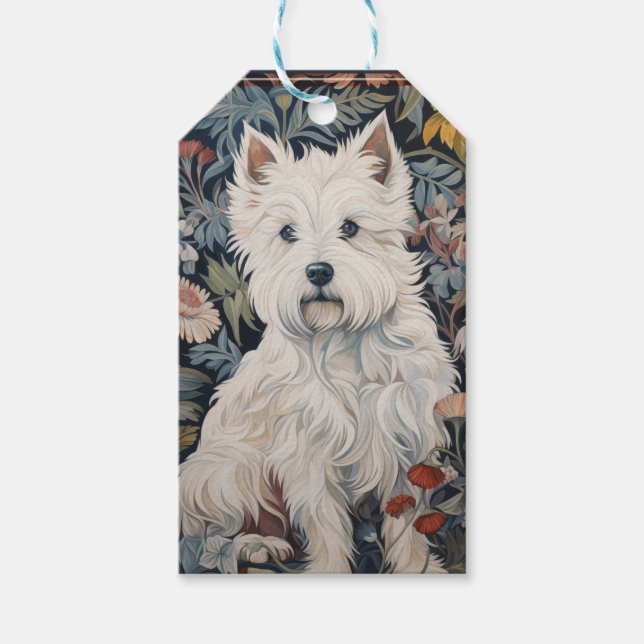 Väster Highland White Terrier Tapestry Stil Presentetikett (Framsidan)