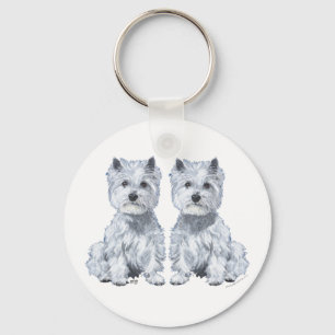 Väster Highland White Terrier-Twillingar! Nyckelring