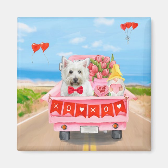 Väster Highland White Terrier Valentine Day Lastbi Magnet (Framsidan)