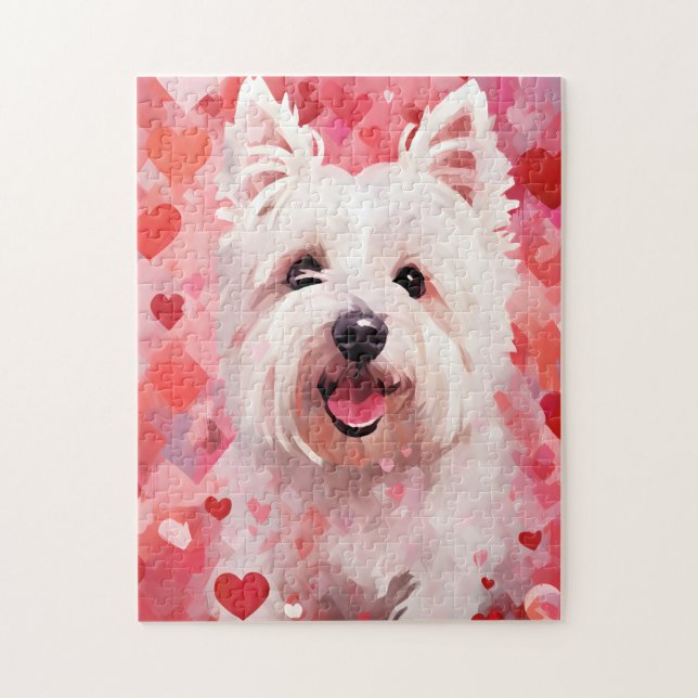 Väster Highland White Terrier Valentines day Pussel (Vertikal)